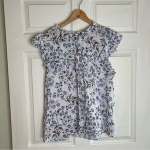 LOFT Blue and White Floral Blouse